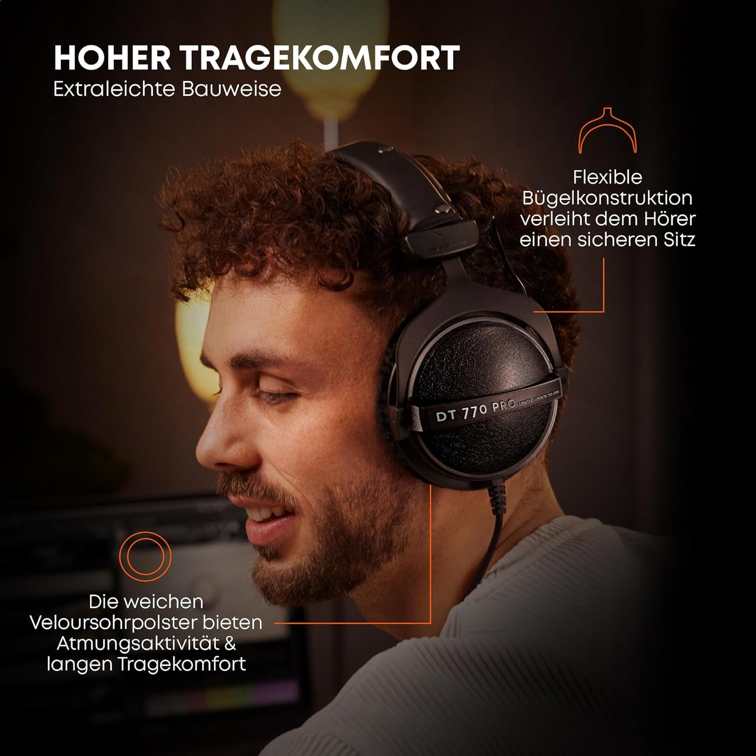 DT 770 PRO 80 Ohm Over-Ear Studio Headphones in Gray. Enclosed Design, Wired for Professional Recording and Monitoring