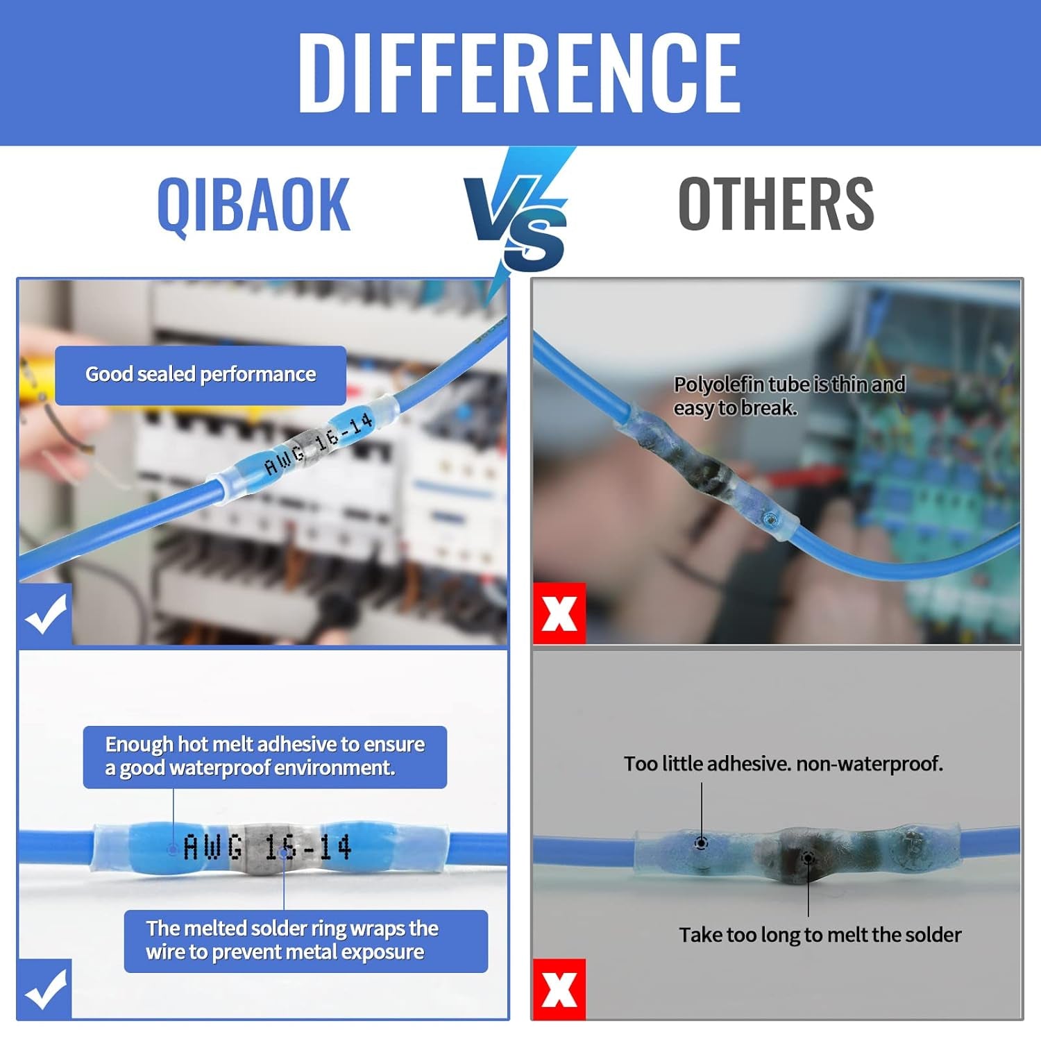 150 PCS Solder Seal Wire Connector Kit,  Heat Shrink Butt Terminal Waterproof Insulated Electrical Butt Splice for Automotive Marine