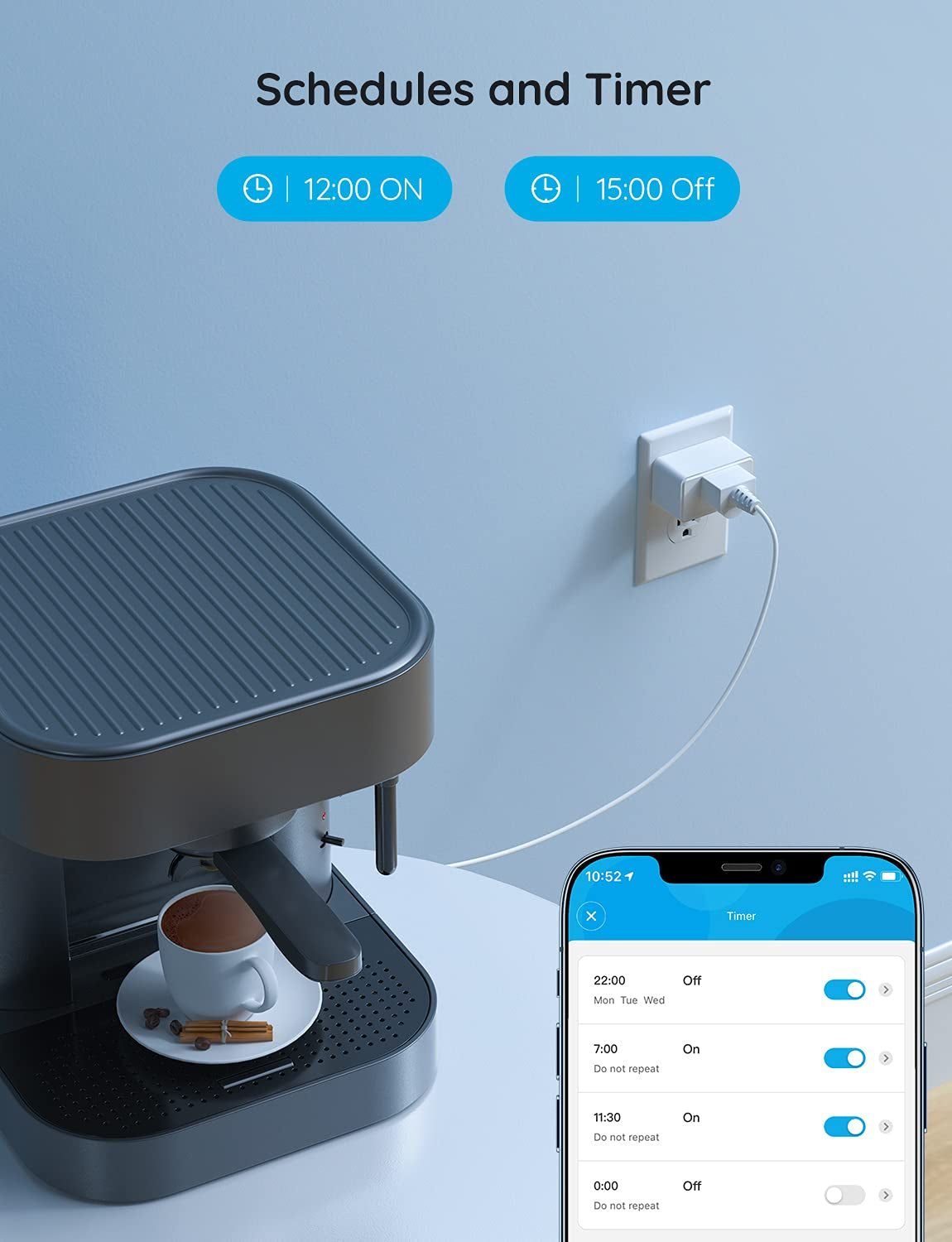 Smart Plug 15A, Wifi Bluetooth Outlets 4 Pack Work with Alexa and Google Assistant, Wifi Plugs with Multiple Timers, Home APP Group Control Remotely, No Hub Required, ETL&FCC Certified