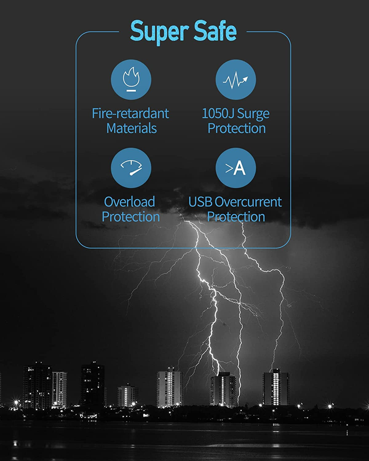 Surge Protector Power Strip Tower with 15W Magnetic Wireless Charger, 1050J, 13A Charging Station Featuring 12 AC Outlets and 6 USB Ports, 6.5Ft Extension Cord for Home and Office Use, White