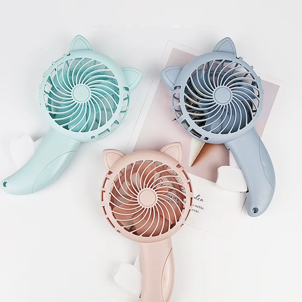 3 Colors Portable Handheld Fan Hand Pressure Fan Mini Portable Fan without Battery Household Cute Fan Cooling Cartoon Held Fan