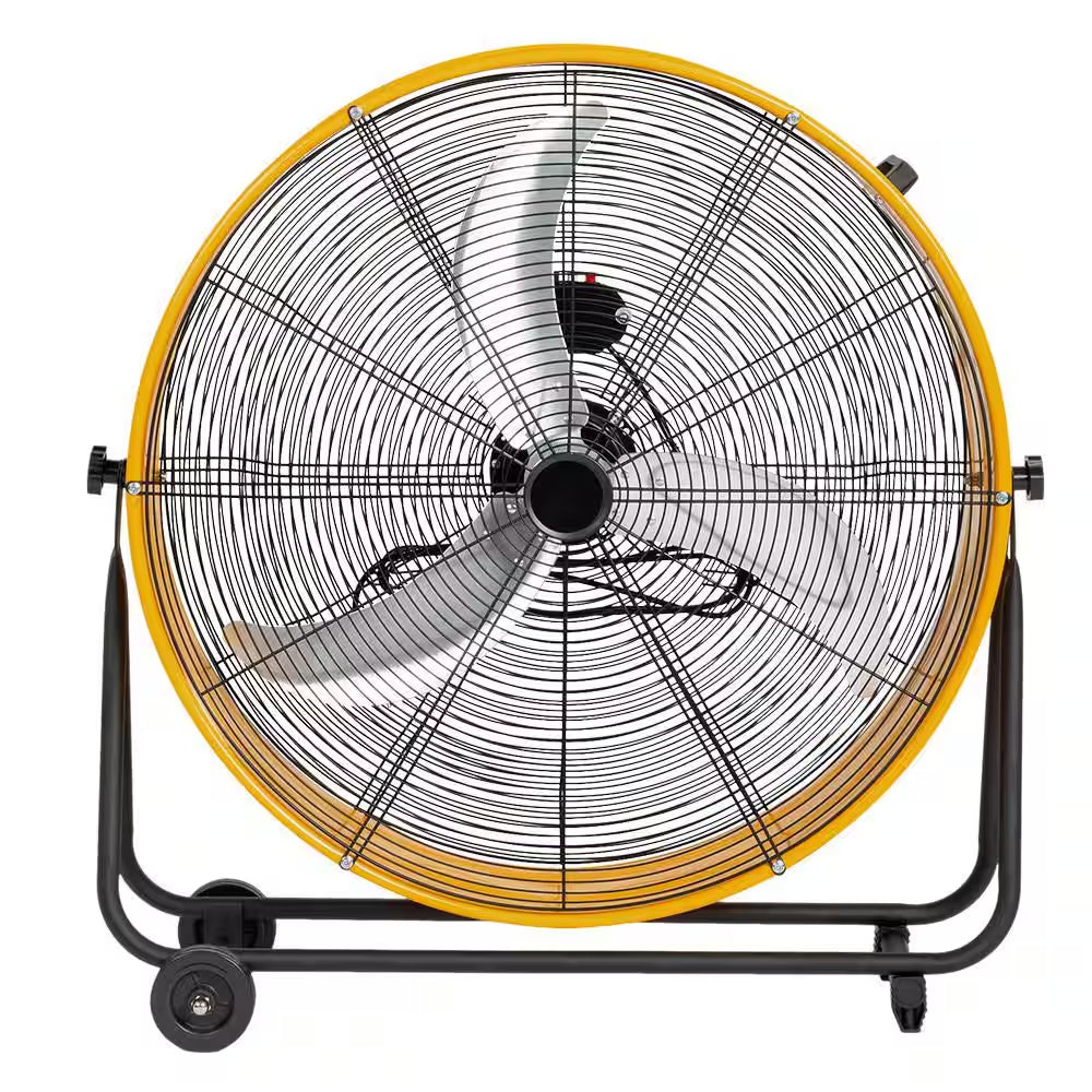 30 In. 3 Fan Speeds Floor Fan Drum Fan in Yellow