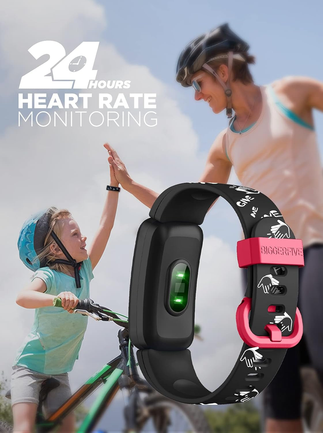 Kids Fitness Tracker Watch for Girls Boys Age 5-15, Heart Rate Monitor, IP68 Waterproof, Activity Tracker, Sleep Monitor, Pedometer, Calorie Counter, Silent Alarm Clock (Black)