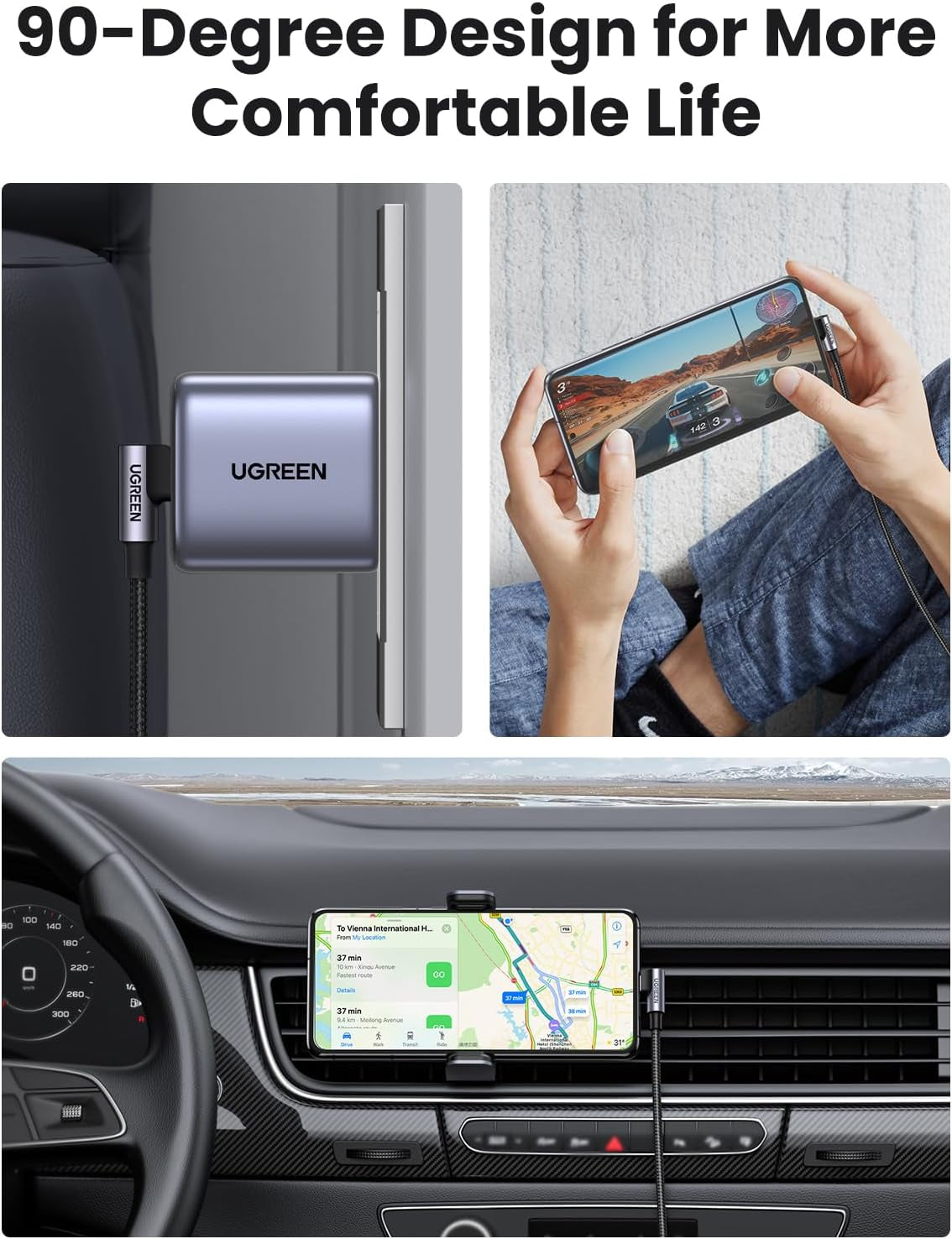 Right Angle USB C Cable 6.6FT 2-Pack, 60W USB C to USB C Cable 90 Degree Type C Cable for Iphone 17/16, Macbook Pro/Air, Ipad Pro 2022/Air 5/Mini 6, Galaxy S25/S24/S22, Pixel 8/7, Switch