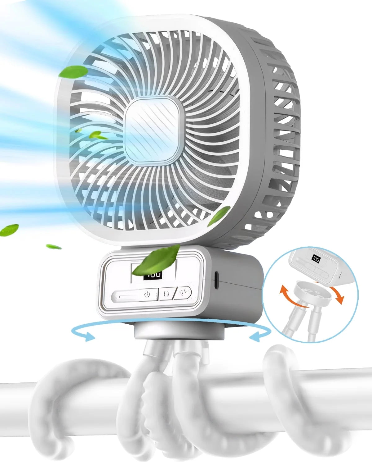 Fortable Fan Stroller Fan Desk Oscillating Fan Battery Operated Rechargable 5000 Mah Table Mini Small Fan Adjustable 3 Speeds with Light