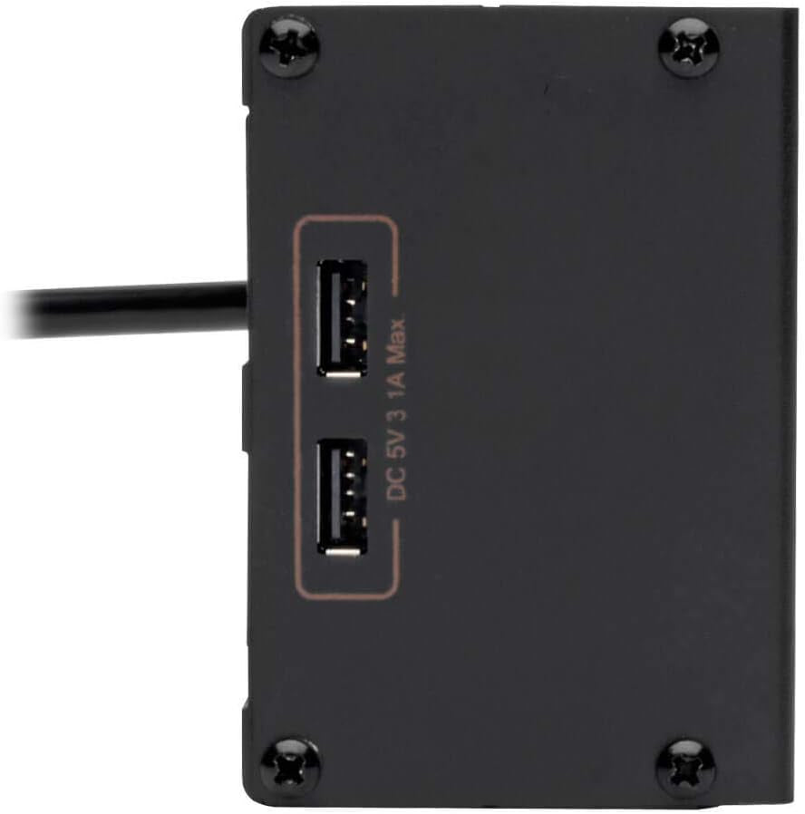 Isobar 4 Outlet Surge Protector Power Strip with 2 USB Charging Ports, 8Ft Long Cord, Right-Angle Plug, Metal, 3330 Joules, Lifetime Limited Warranty & $50K Insurance (Ibar4Ultrausbb),Black