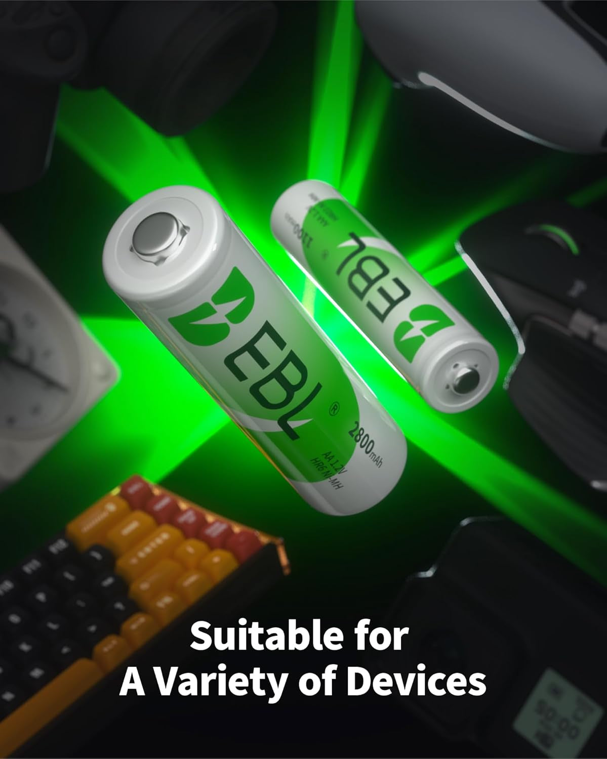 AA Rechargeable Batteries 2800Mah 4 Pack and AAA Rechargeable Batteries 1100Mah 4 Pack, 1.2V Ni-Mh AA AAA Batteries Combo