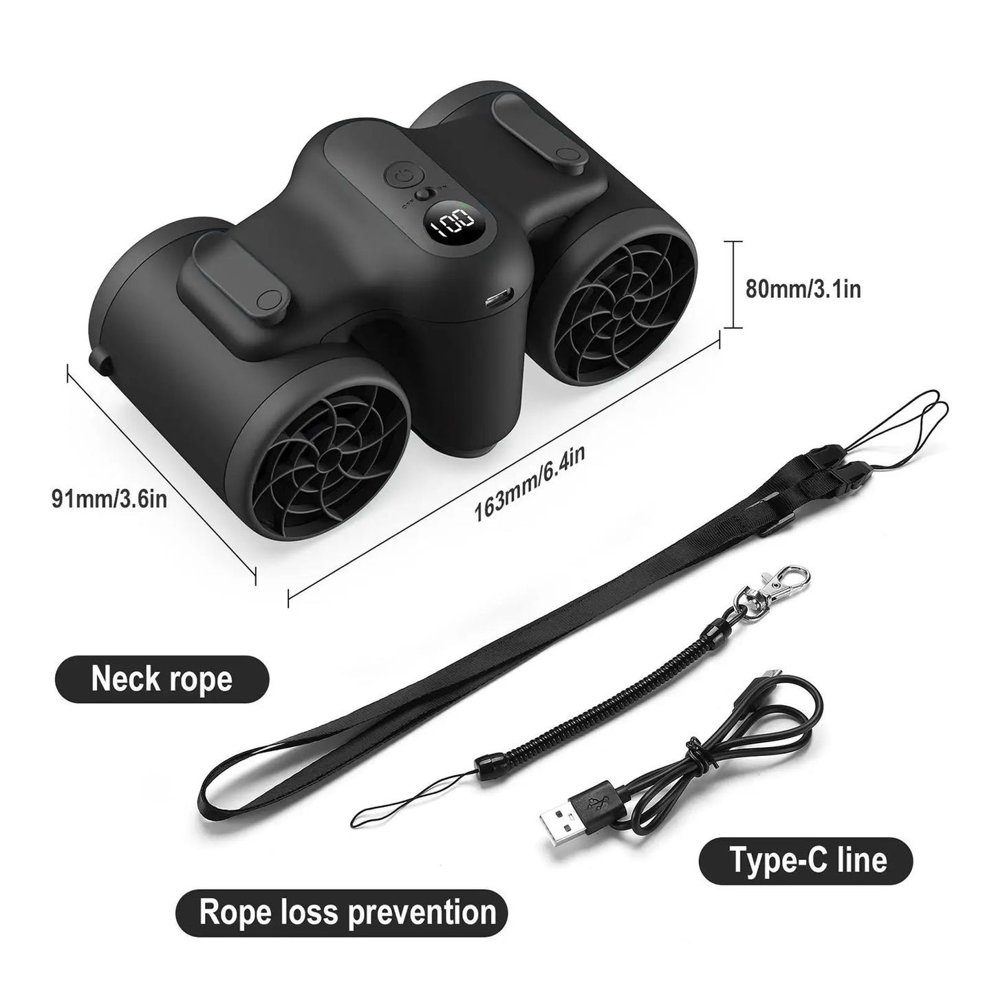 Portable Waist Fan Gifts Portable Air Circulators Fan Desk Fan Small Cooling Fan Necklace Fan for Camping Farm Car Riding Travel