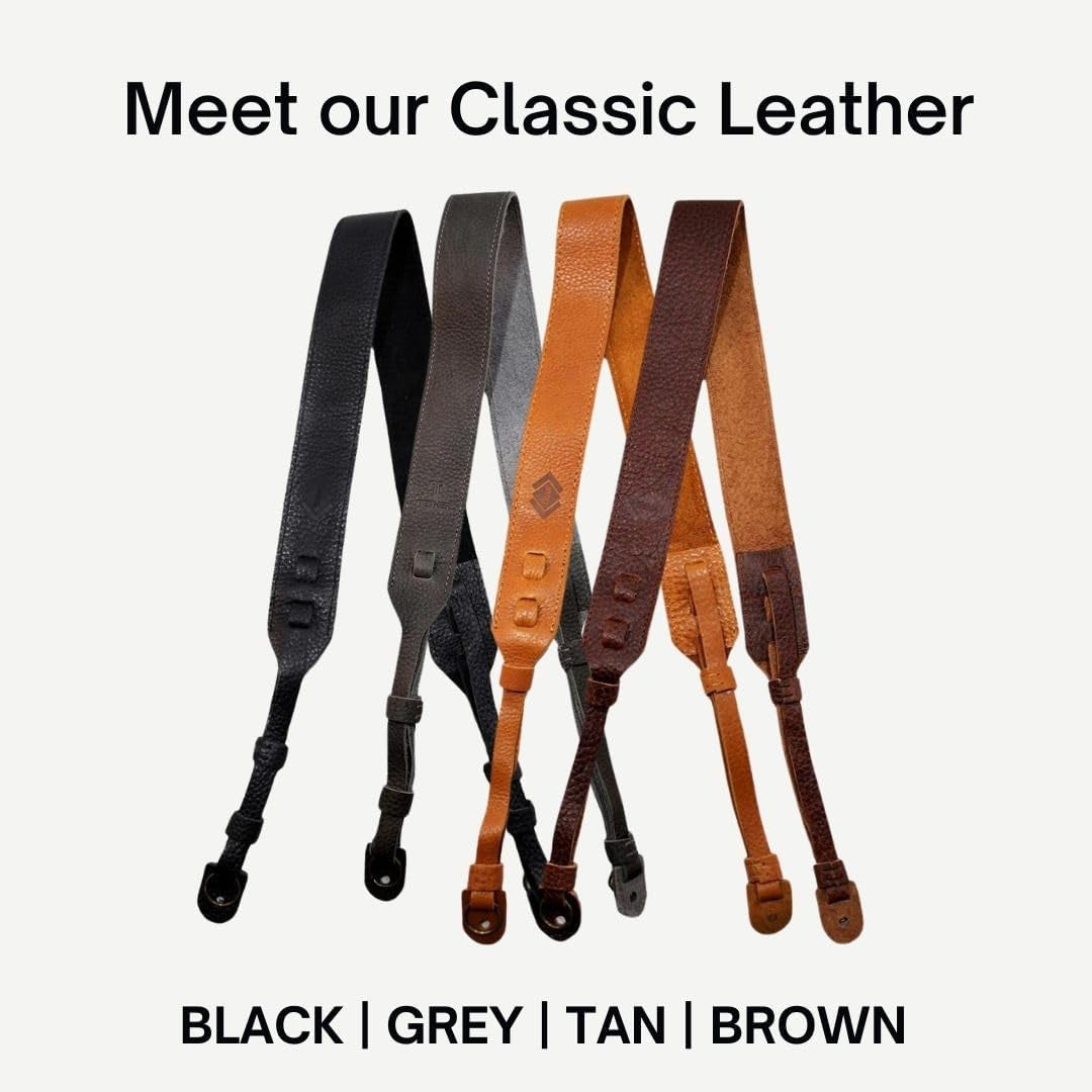 STRAPS Classic Leather Camera Strap | 17.5" Full-Grain Leather with Suede Backing, Fits DSLR & SLR Cameras