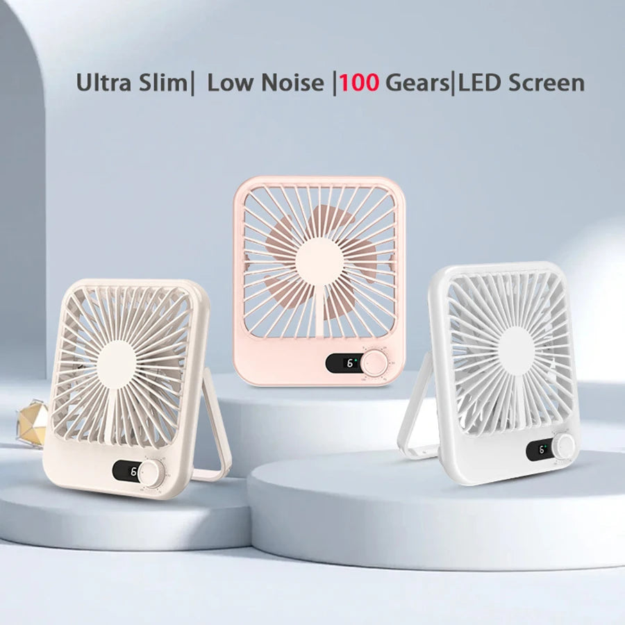 2024 New 1500Mah 100 Gears Ultrathin Desk Fan Portable Fan Rechargeable Table Fan Mini Fan Portable Cooler Air Conditioner Fan