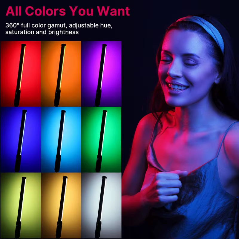 VL119 RGB Handheld Light Wand 2500-9000K Diammable Lightweight 50Cm RGB Stick Light Rechargable Photography Lighting Vlog
