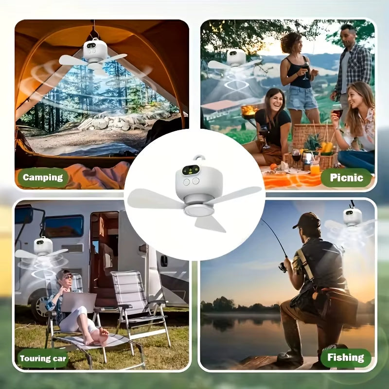 8000Mah Portable Camping Ceiling Fan with Remote Control - Rechargeable, Lightweight, and Ideal for Outdoor Tents and Home Use
