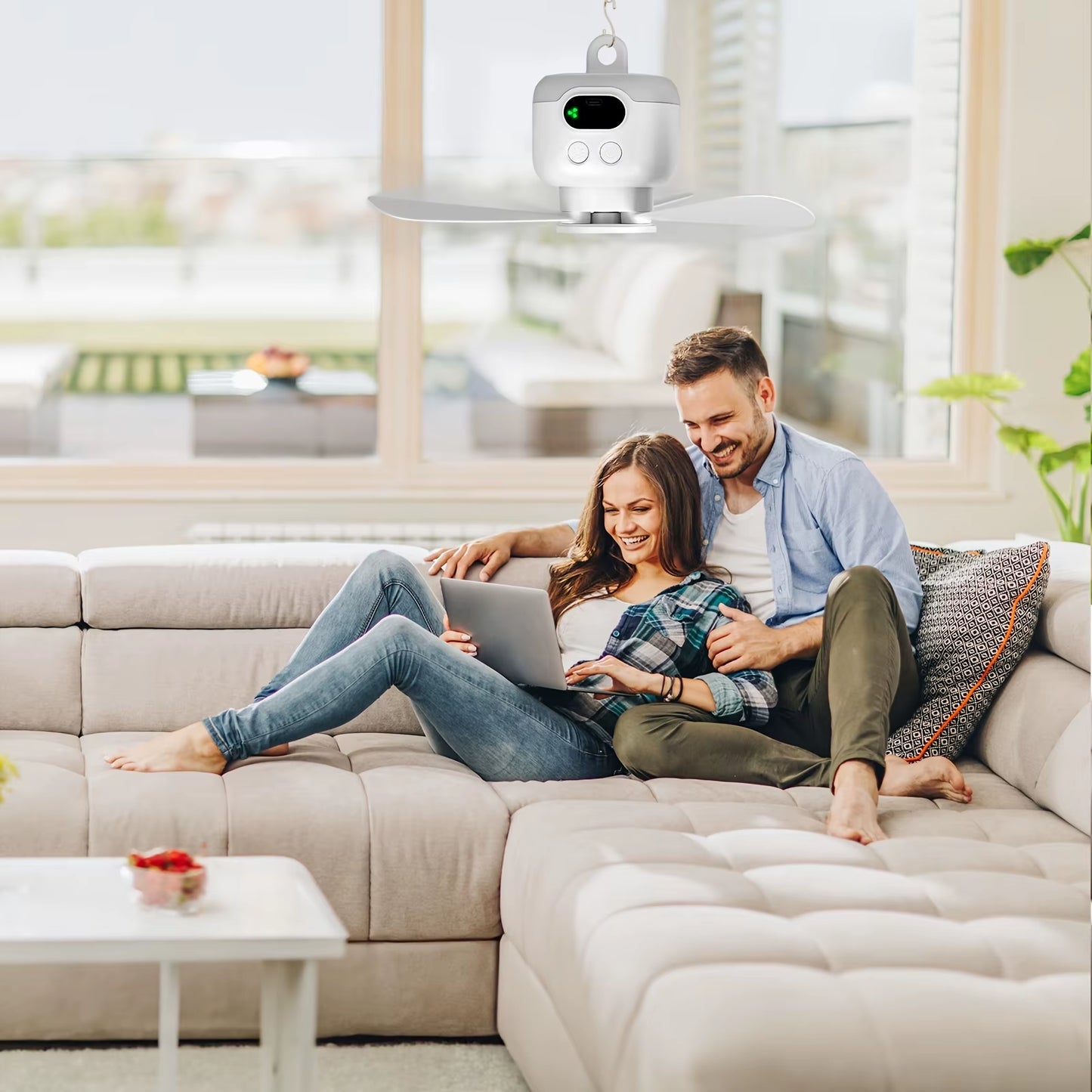 Portable Ceiling Fans 8000Mah Outdoor Camping Fan Tent Ventilator Cooler Rechargeable Electric Fan Remote Control LED Lighting