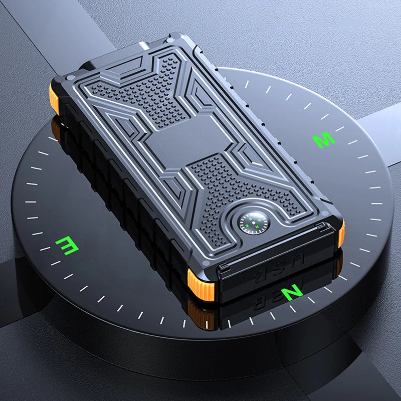 20000Mah Solar Power Bank for Iphone 11 Samsung Xiaomi Powerbank Waterproof Solar External Battery Poverbank with LED Light