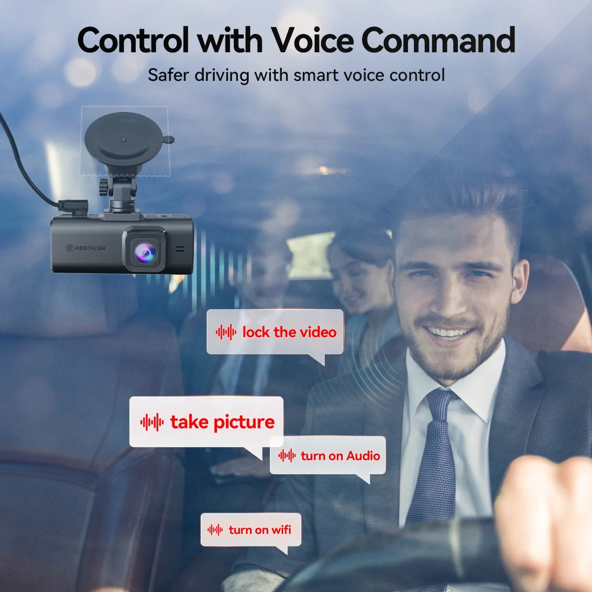 Touch Screen Dash Cam Front and Rear, 4K Dash Camera with STARVIS 2 Sensor, Free 128GB Card, Car Camera with Wifi GPS, Voice Control, WDR, 24H Parking Mode, Night Vision