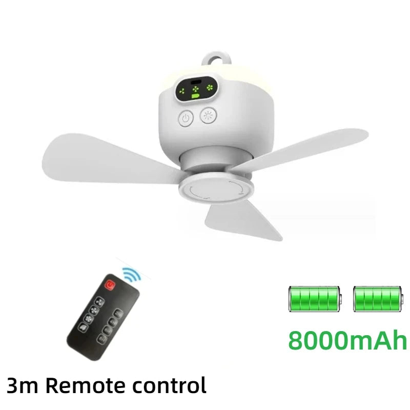 New Lighting USB Rechargeable Ceiling Fan 8000Mah Battery Large Capacity Removable Blades Suitable for Bedroom Outdoor Tents