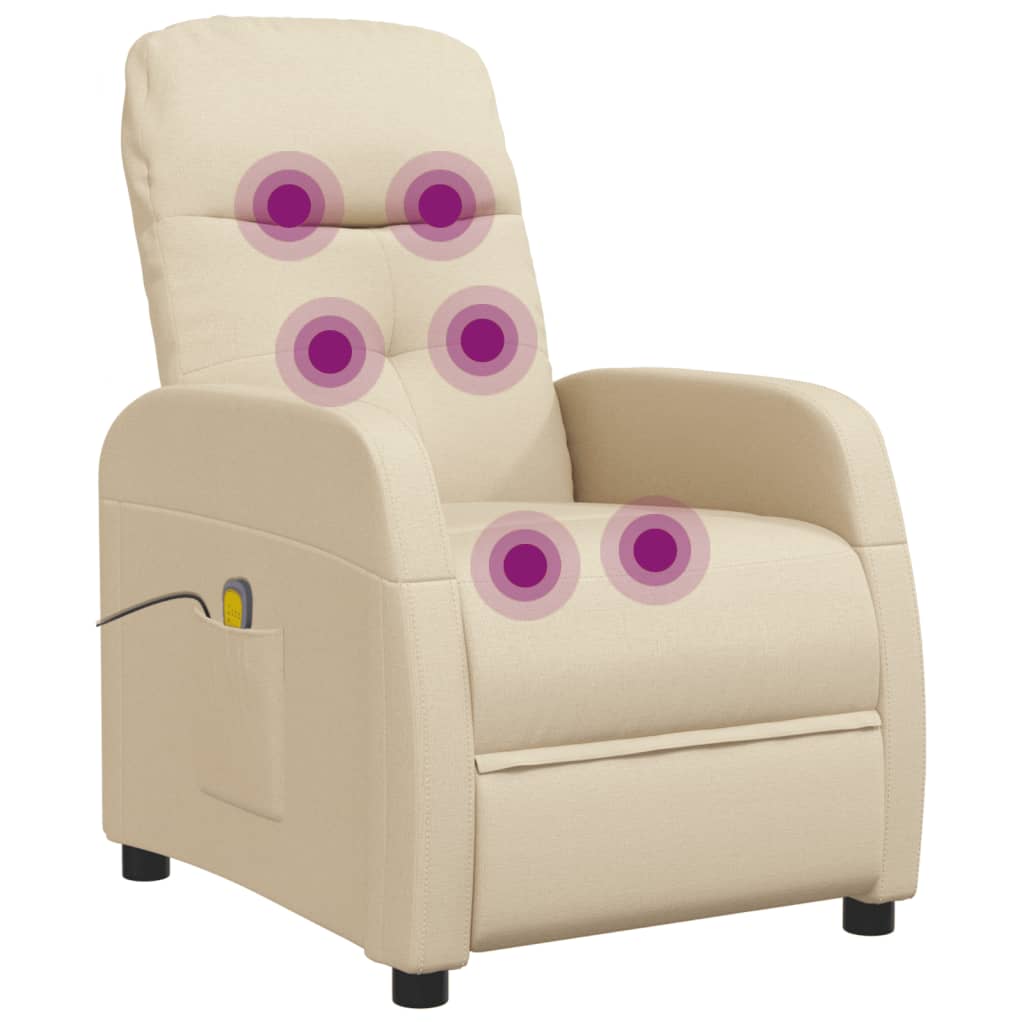 vidaXL Massage Chair Cream Fabric.