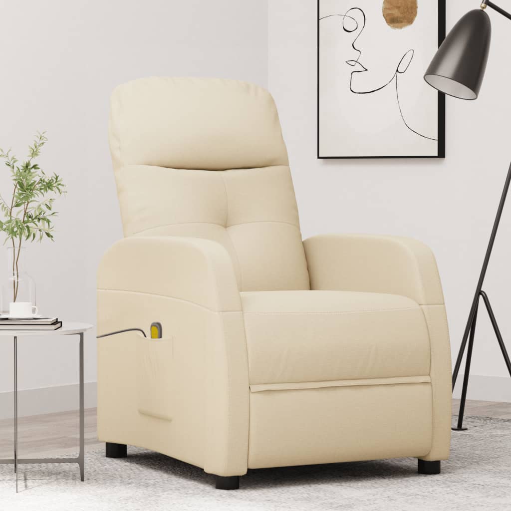 vidaXL Massage Chair Cream Fabric.