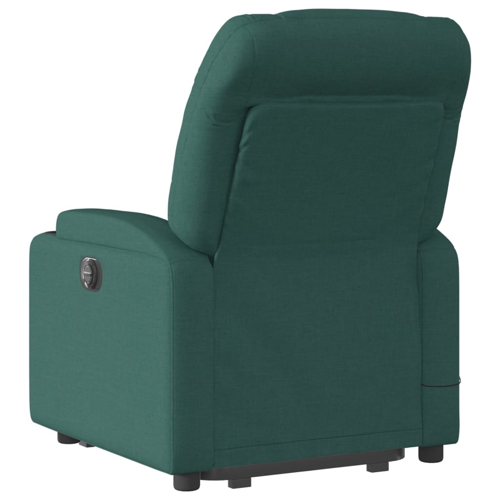 vidaXL Electric Stand up Massage Recliner Chair Dark Green Fabric.