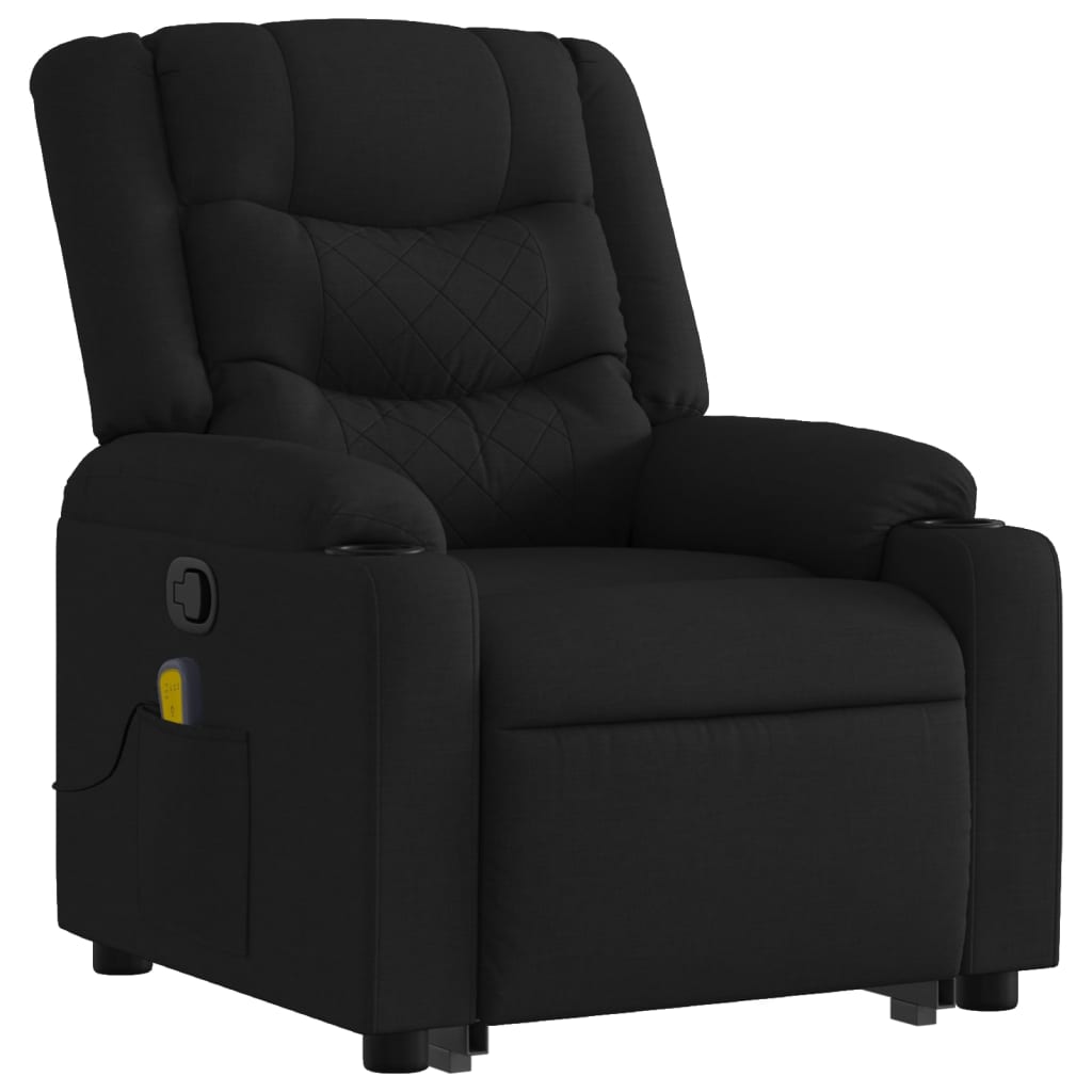 vidaXL Stand up Massage Recliner Chair Black Fabric.