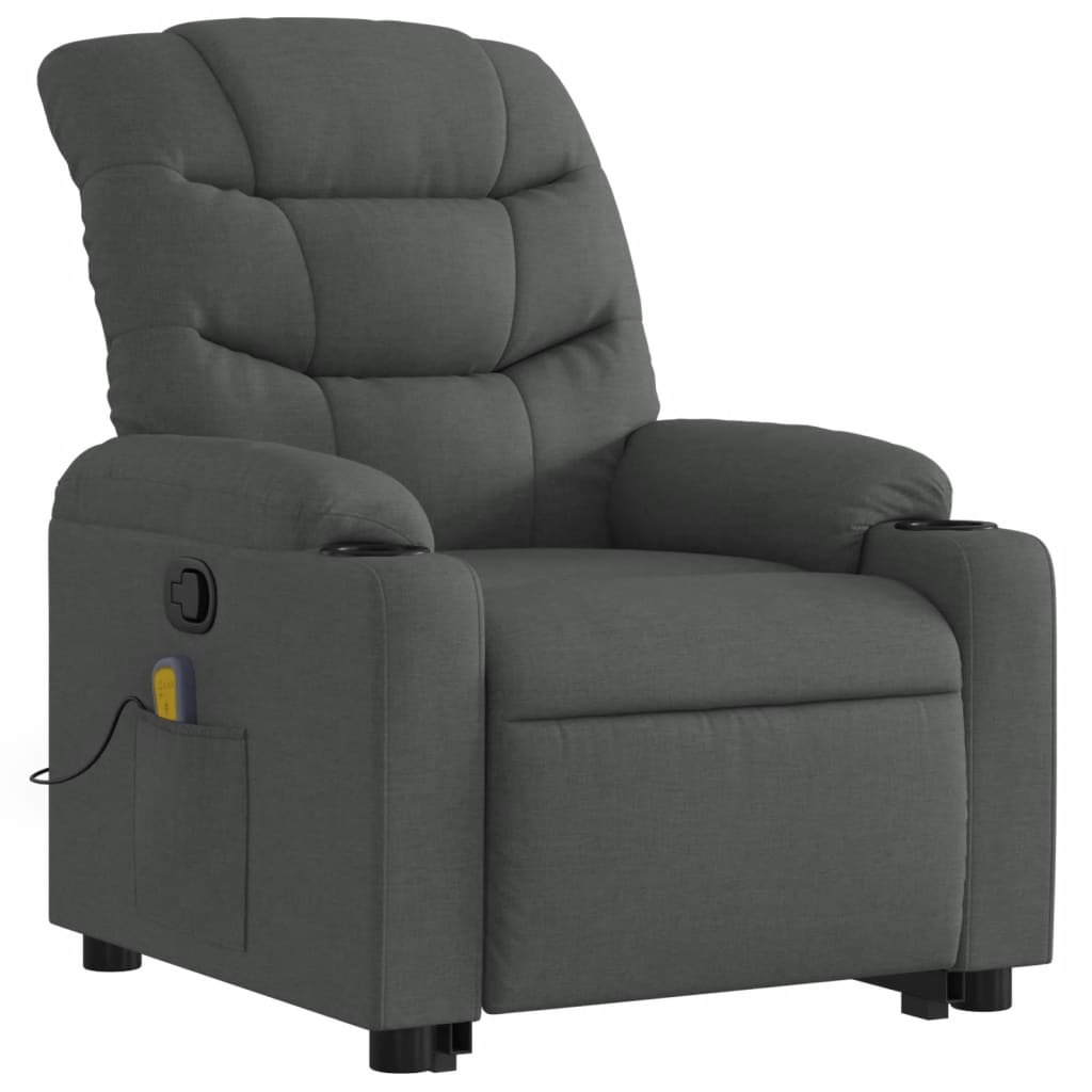 vidaXL Stand up Massage Recliner Chair Dark Gray Fabric.