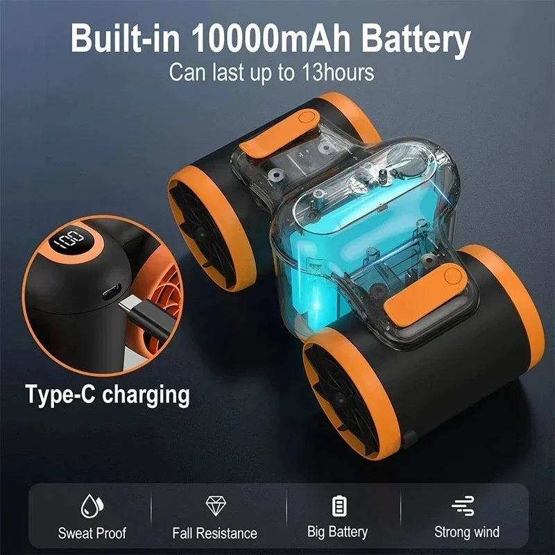 Portable Waist Fan Gifts Portable Air Circulators Fan Desk Fan Small Cooling Fan Necklace Fan for Camping Farm Car Riding Travel