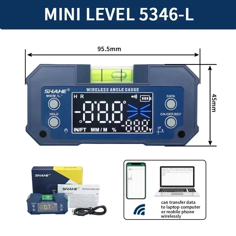Digital Angle Finder with Level Bubble Dual Axis Rechargable Digital Angle Gauge Magnetic Digital Level Box Protractor.