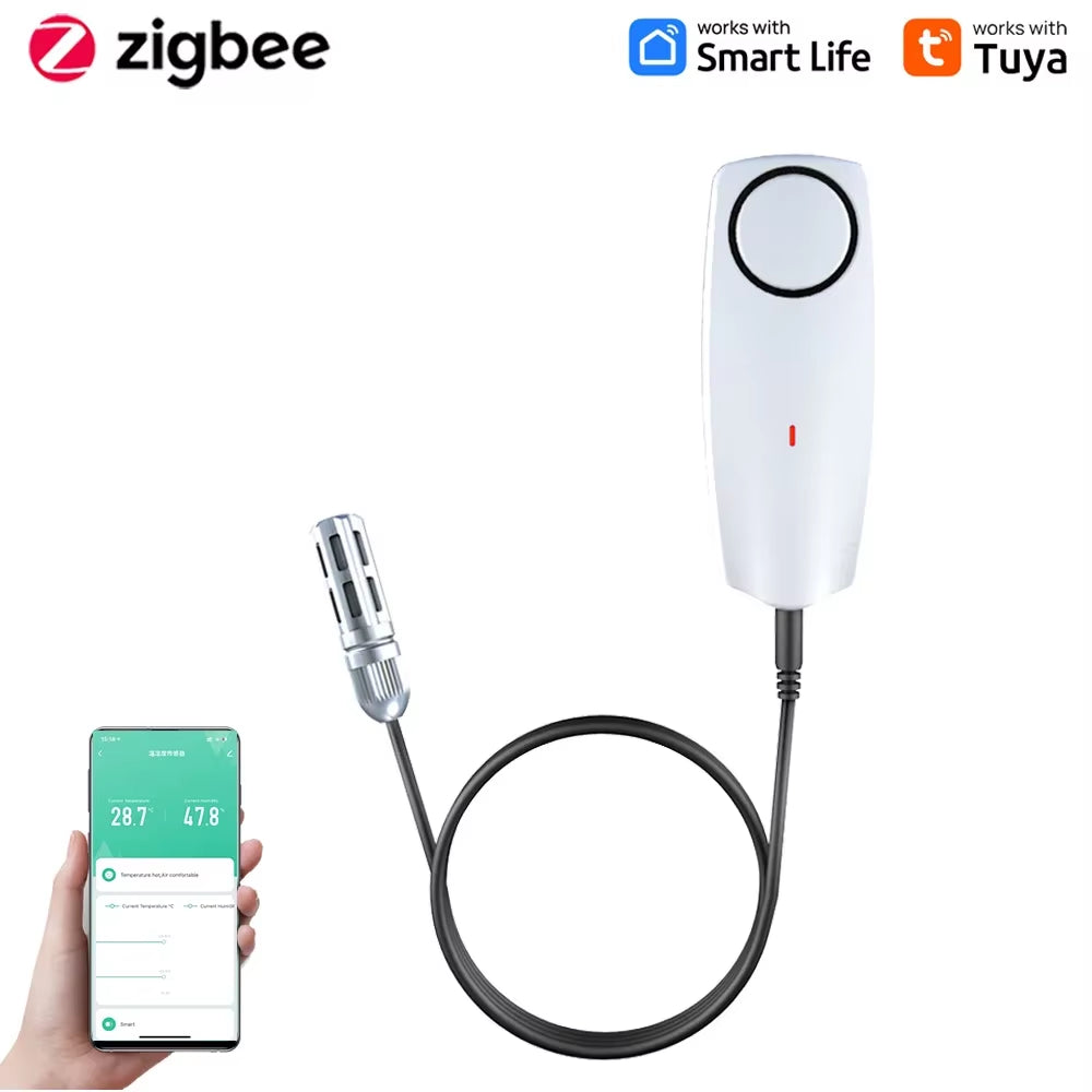 Tuya Smart Zigbee Hygrometer Thermometer with External Temperature USB Charge or Rechargable Bat