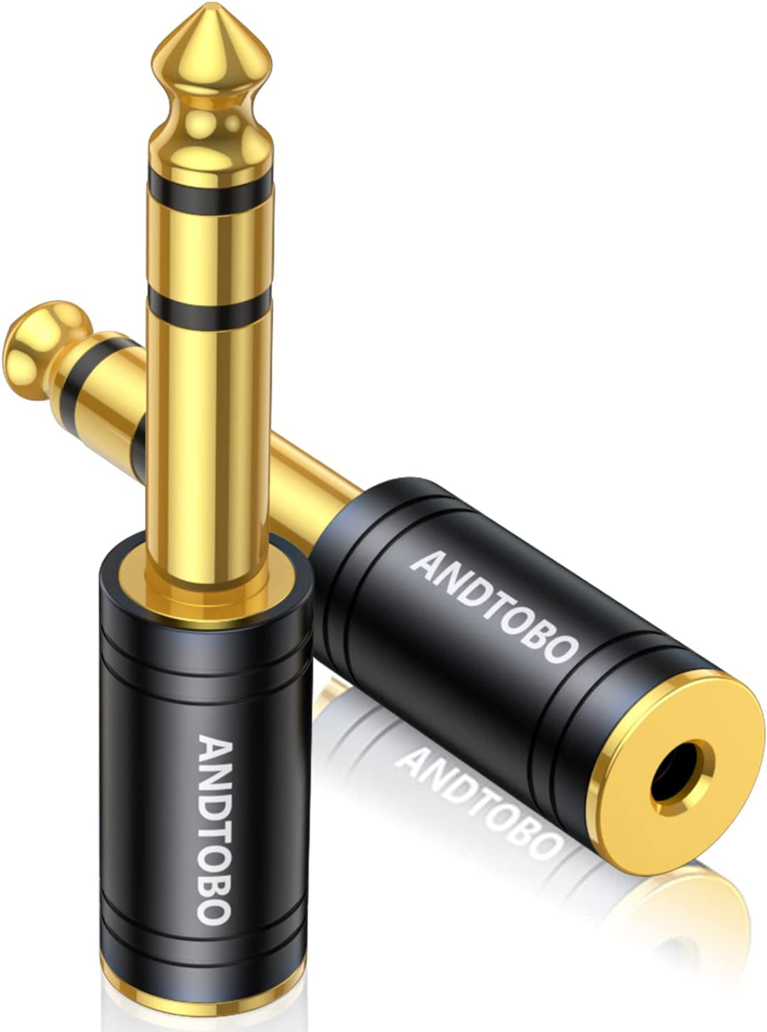 1/4 Inch Male to 3.5Mm Female Stereo Audio Jack Pure Copper Adapter for Headphone, Amp, 2 Pack-Black