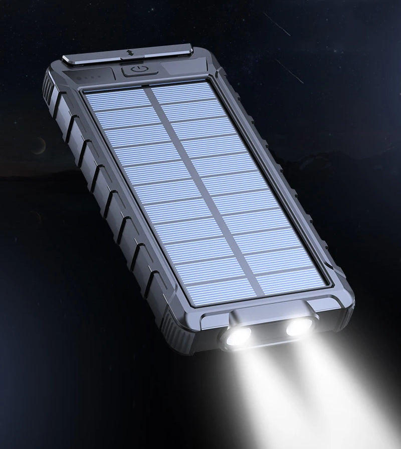20000Mah Solar Power Bank for Iphone 11 Samsung Xiaomi Powerbank Waterproof Solar External Battery Poverbank with LED Light