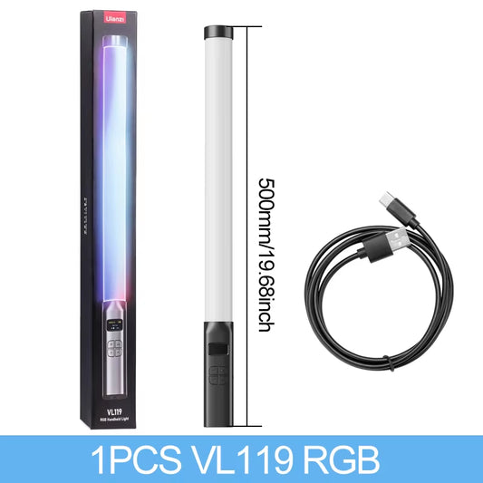 VL119 RGB Handheld Light Wand 2500-9000K Diammable Lightweight 50Cm RGB Stick Light Rechargable Photography Lighting Vlog