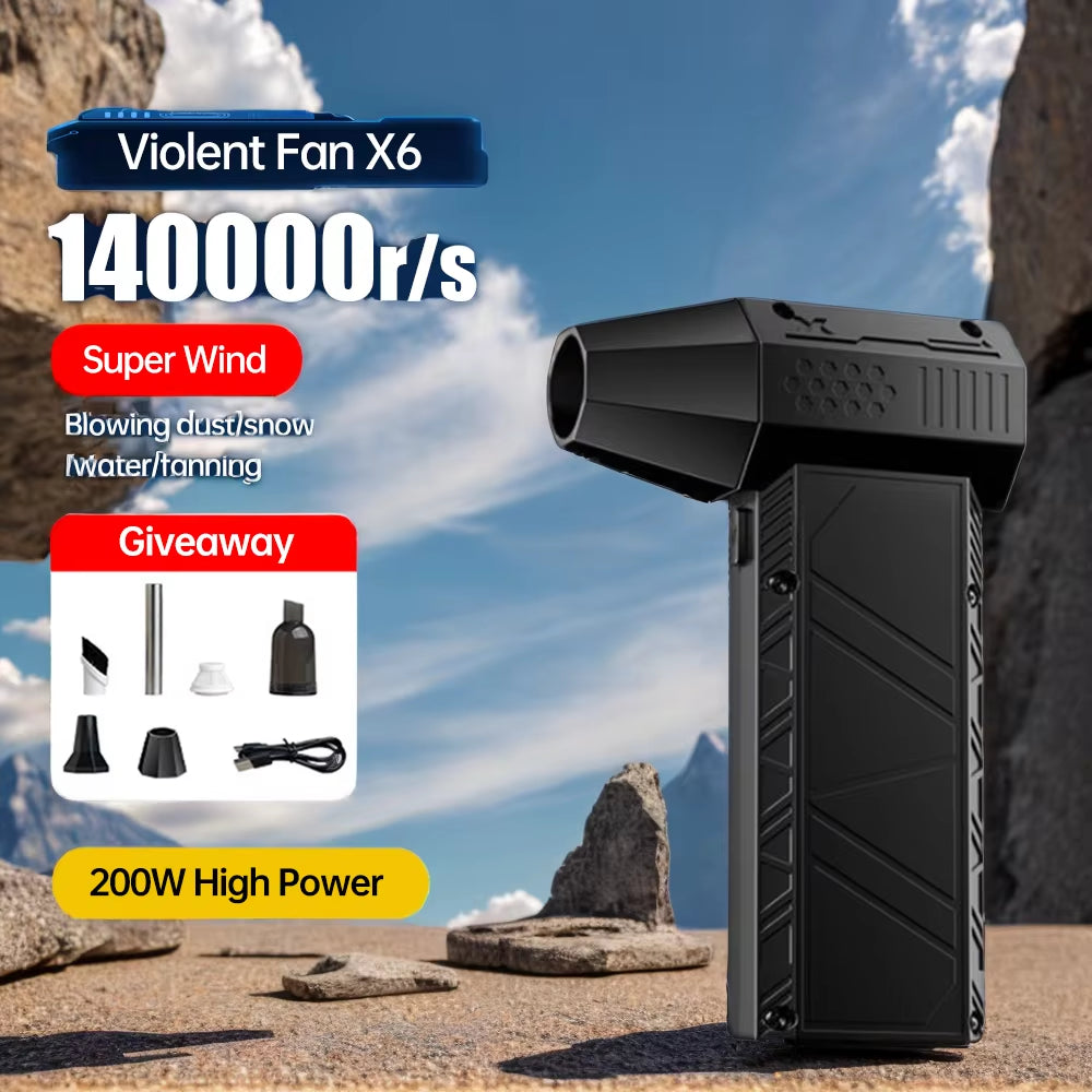 Turbo Jet Fan Violent Fan X6 Powerful Air Blower 200W High Power Duct Fan Mini Turbo Jet Fan 140000 RPM Strong Winds Turbo Fan.