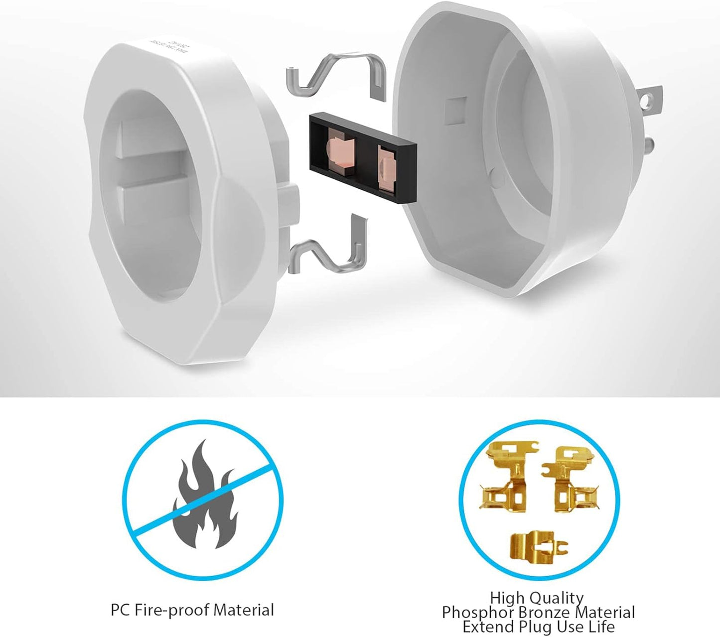 2 Pack European to US Plug Adapter,  EU to US Adapter, Europe to USA Travel Converter for Most of EU Spain France Type C E F Plugs to America