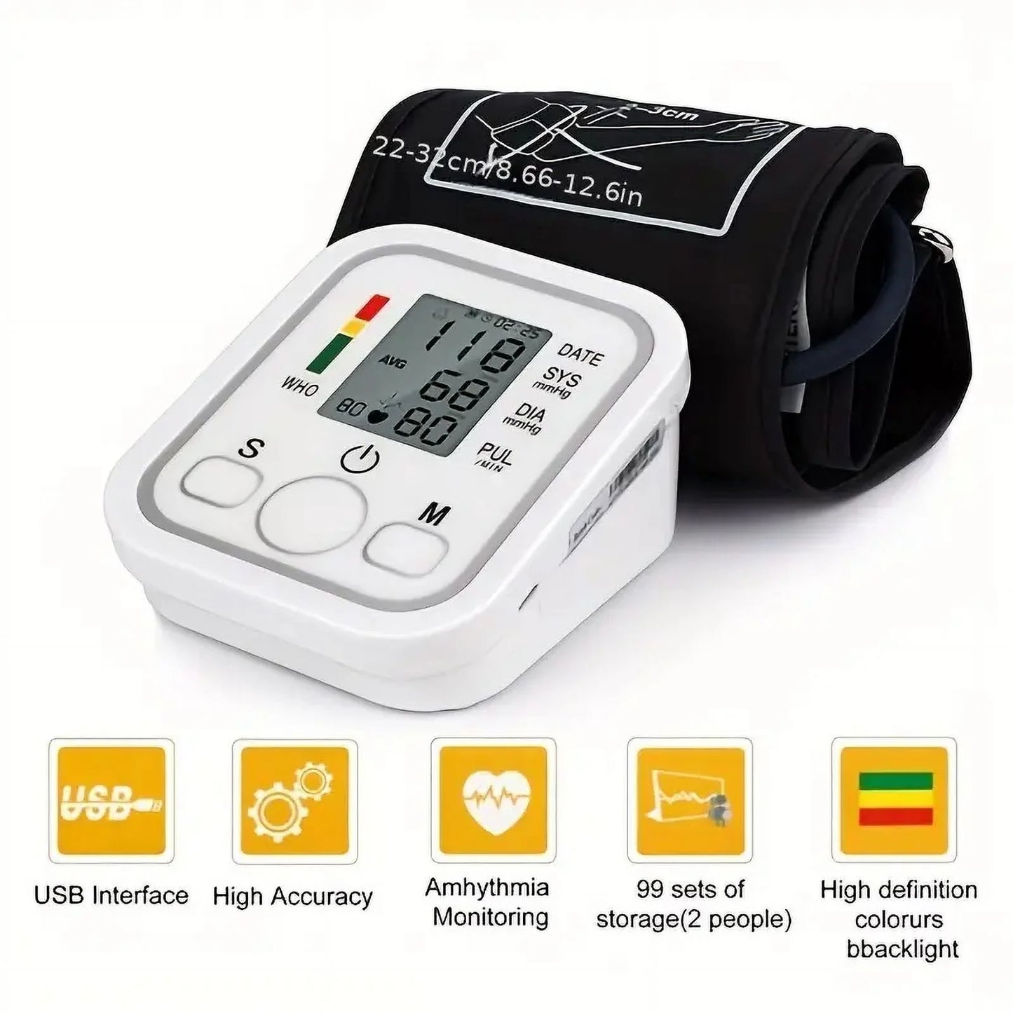 Blood Pressure Monitor, Rechargable Blood Pressure Machine with Voice Broadcast for Doul User