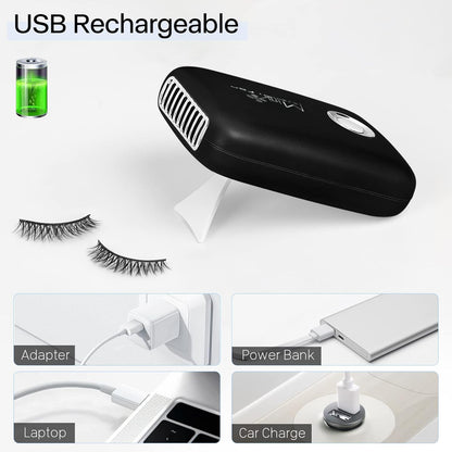Eyelash Mini Lash Fan for Eyelash Extension Portable Lash Fan Dryer Handheld Rechargable USB Eyelashes Fans with 3 Adjustable Speed Cooling Air Fans Eyelashes Extension Application (Black)