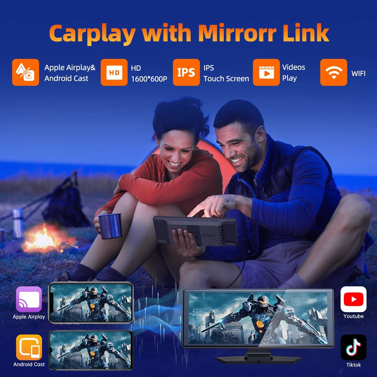 Portable Touchscreen Apple Carplay, 9.26" Wireless Carplay Screen for Car, Portable GPS Navigation for Car, Car Stereo with Airplay, AUX/FM, Googel, Siri, Bluetooth