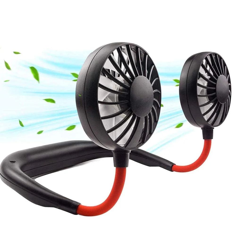 Portable Neck Fan,Hand Free Personal Fan, USB Battery Rechargeable Mini Fan, Wearable Neckband Fan Necklance Fan Cooler Fan,Black