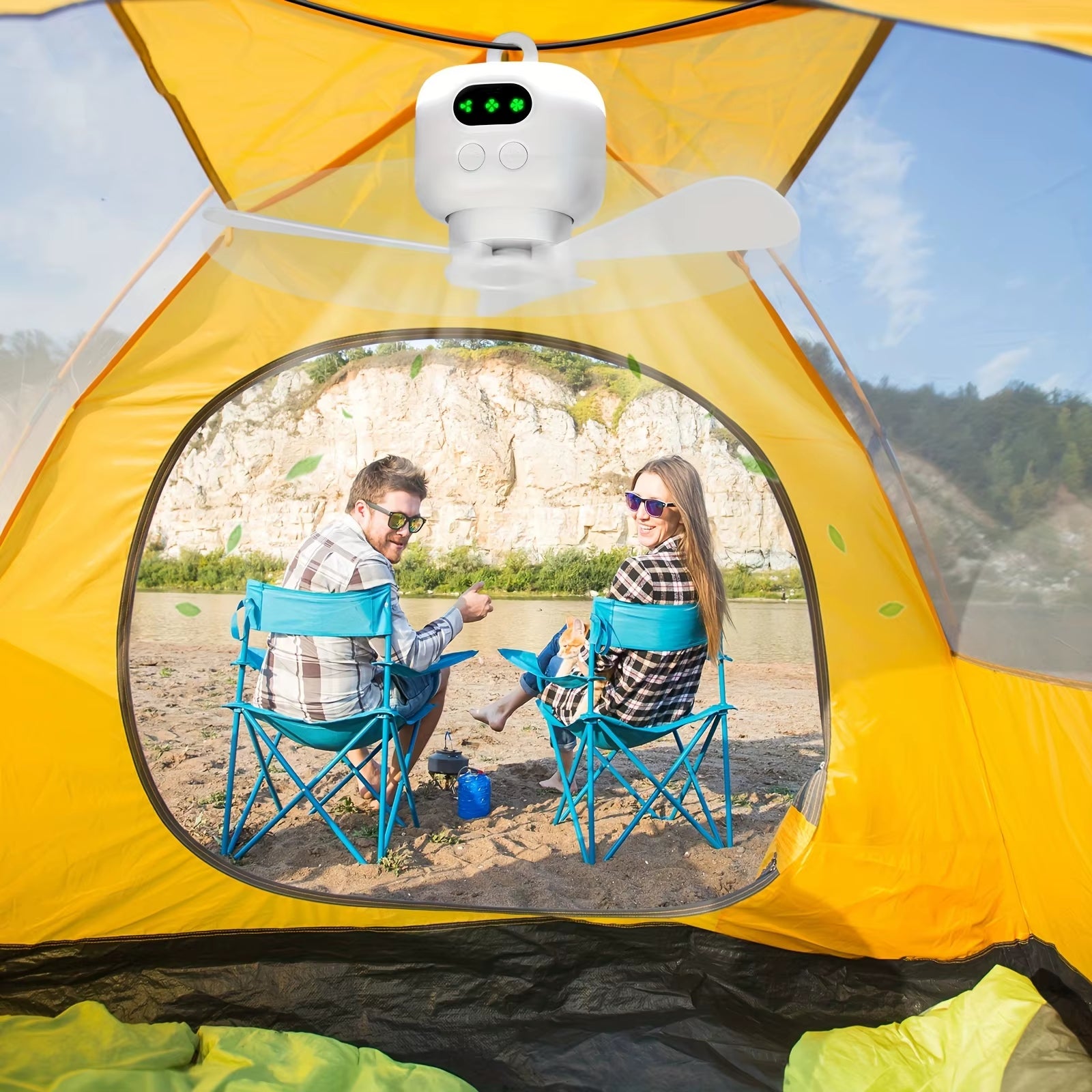 Portable Ceiling Fans 8000Mah Outdoor Camping Fan Tent Ventilator Cooler Rechargeable Electric Fan Remote Control LED Lighting