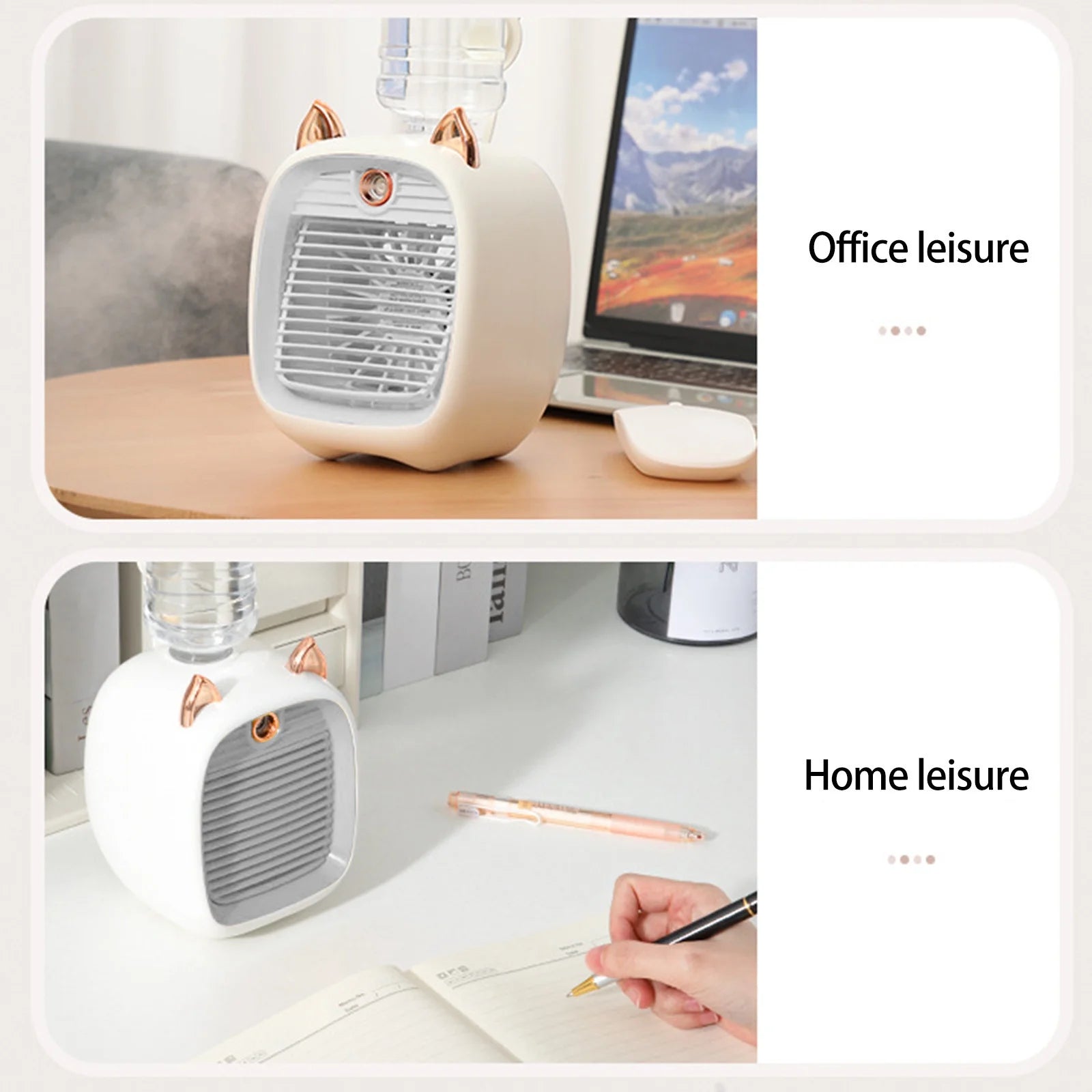 Water Air-Conditioning Fan, Mini Fan, USB Fan, Desktop Turbo Spray Humidification Cooler Small Fan Savings