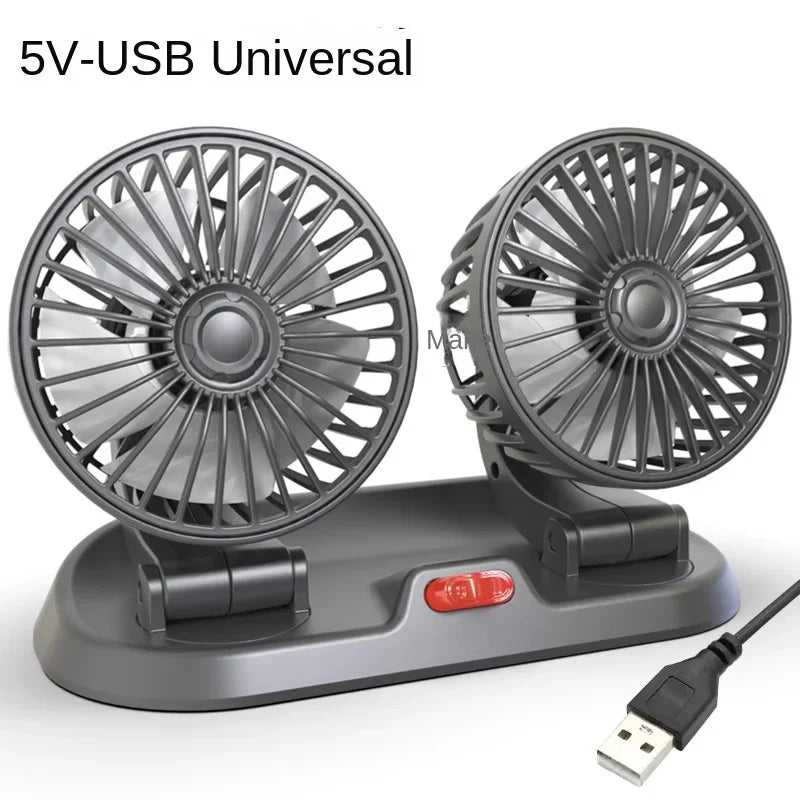 Car Fan 360° Adjustable 3 Head Air Fan Automotive Electric Fan Multi-Function USB/12V/24V Fan 2 Speeds Car Silent Fan for Home.