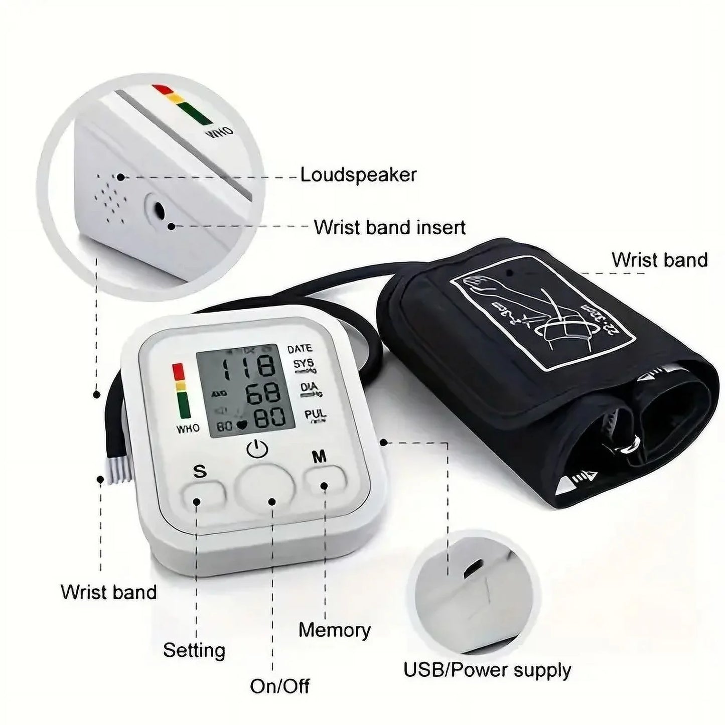 Blood Pressure Monitor, Rechargable Blood Pressure Machine with Voice Broadcast for Doul User