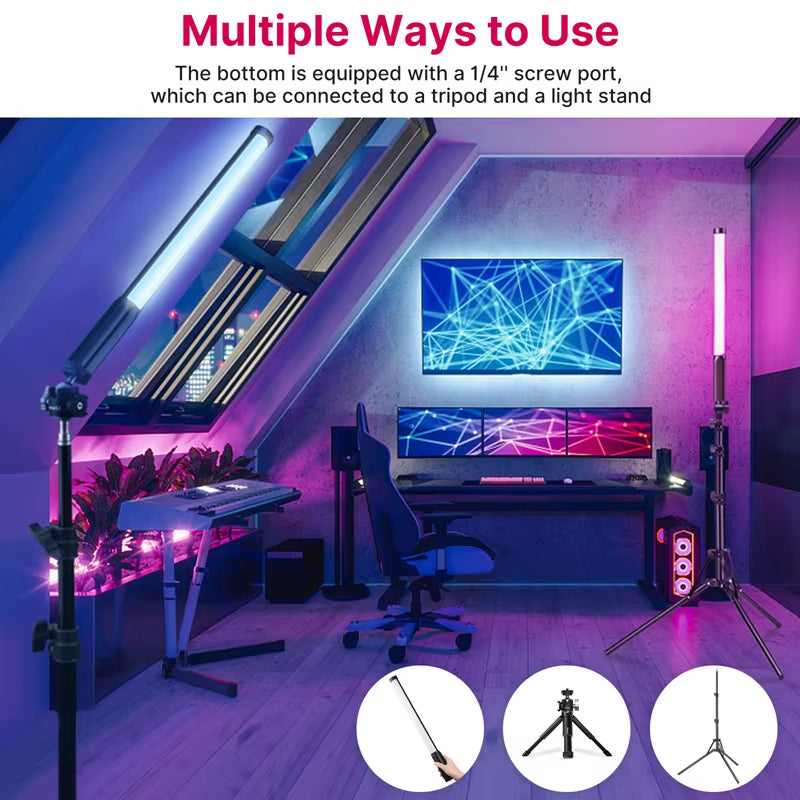 VL119 RGB Handheld Light Wand 2500-9000K Diammable Lightweight 50Cm RGB Stick Light Rechargable Photography Lighting Vlog