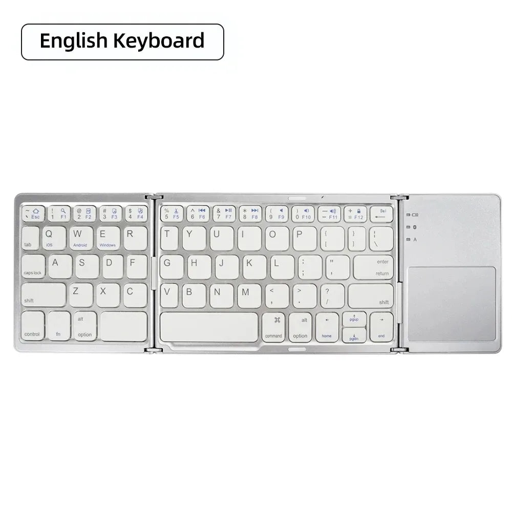 Foldable Bluetooth Keyboard with Touchpad Mini Wireless Keyboard Rechargable Keyboard for IOS Android Windows Tablet Notebook.