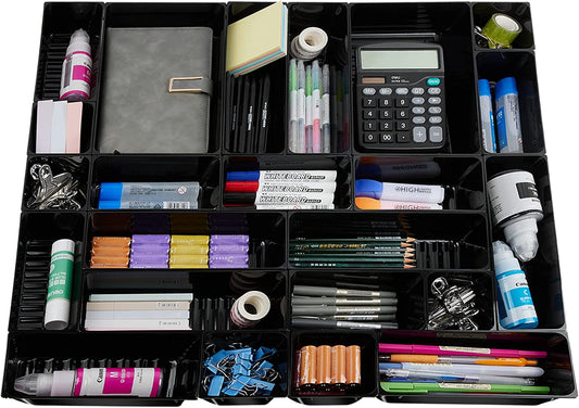 23 Pack Desk Drawer Organizers, 4 Sizes Office Desk Organizer Tray Bins, Office Organizer with Non-Slip Pads for Home Organization and Storage
