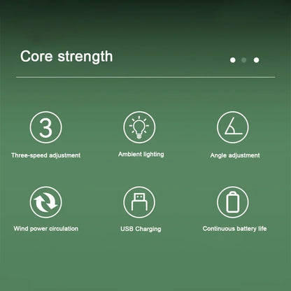 Portable Fan USB Rechargeable Fan LED 7 Colors Electric Fan 180°Adjustable Summer Camping Fans 3 Speeds Mini Fan for Xiaomi Fan