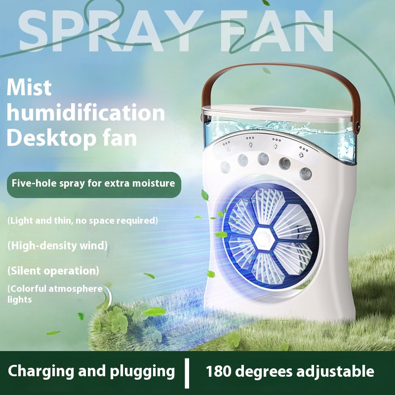 Portable Fan Portable Mini Humidifier Fan Water Spraying Fan Rechargeable Cooler Air Adjustment Fan for Hot Weather.