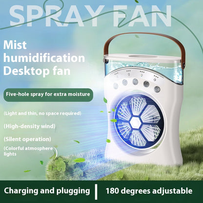 Portable Fan Portable Mini Humidifier Fan Water Spraying Fan Rechargeable Cooler Air Adjustment Fan for Hot Weather.