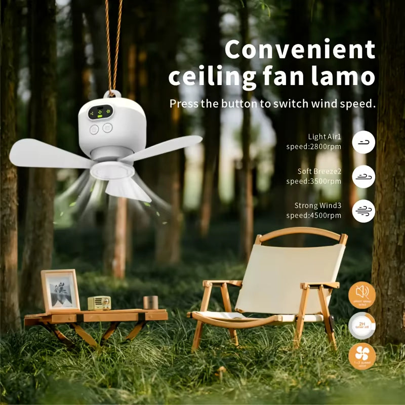 8000Mah Portable Camping Ceiling Fan with Remote Control - Rechargeable, Lightweight, and Ideal for Outdoor Tents and Home Use