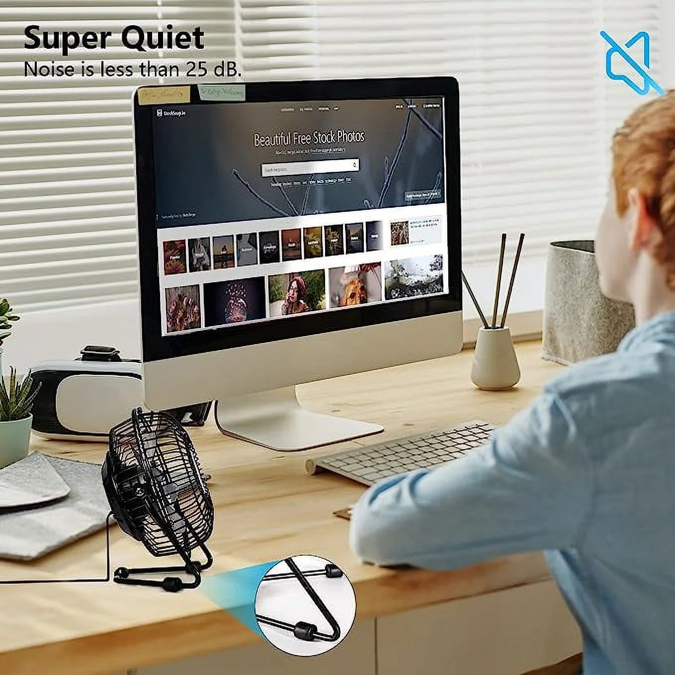 4 Inch Personal Fan Table Fan USB Powered Fan, Blue