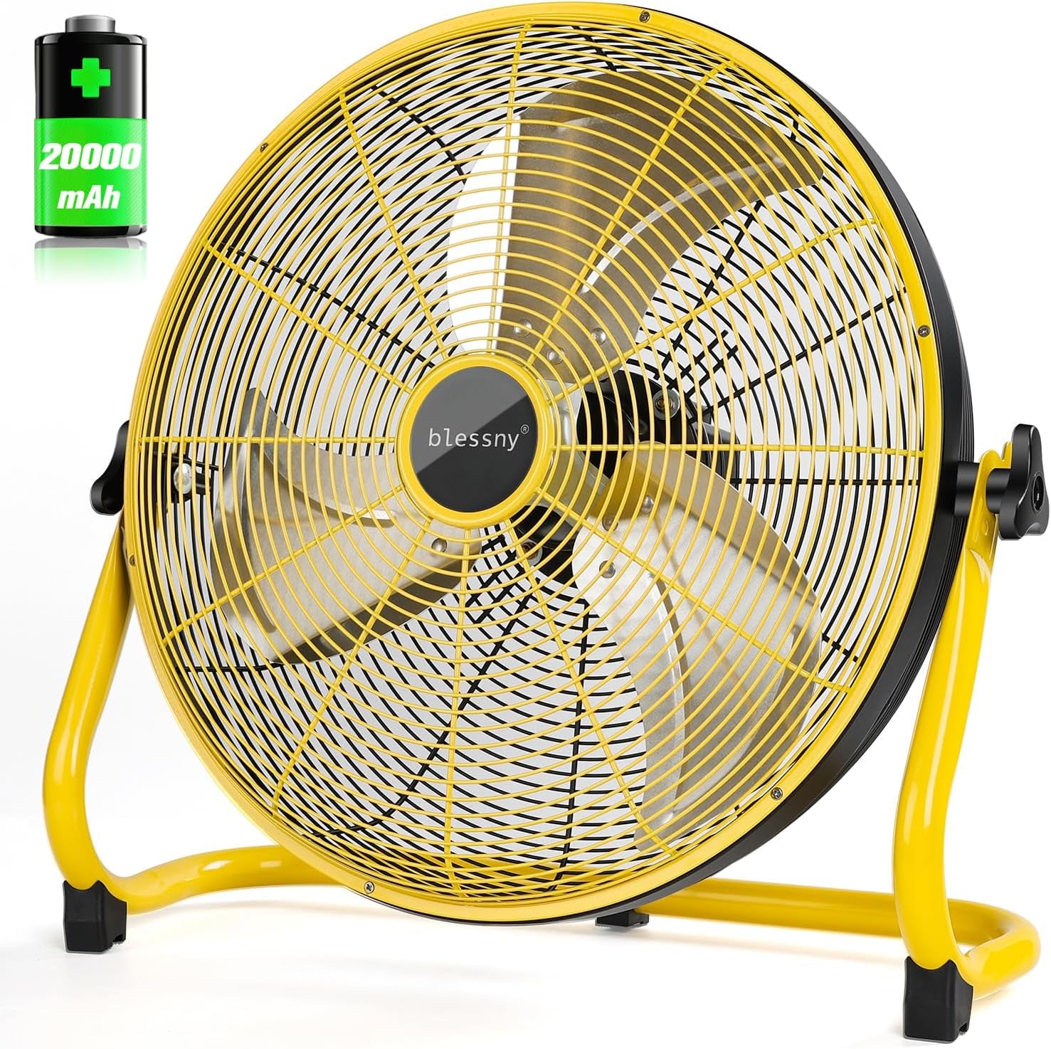 16" Battery Operated Floor Fan, 20000 Mah Large Rechargeable Cordless Fan for Ca
